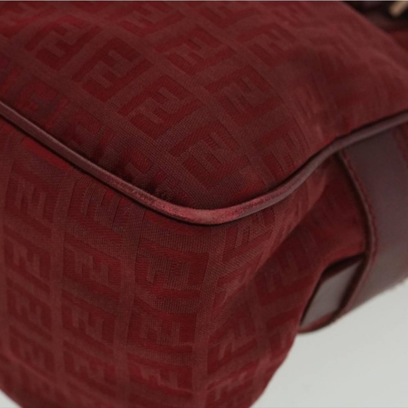 FENDI Zucchino Canvas Authentic Hand Bag Red Auth rd4396 - Picture 11 of 16